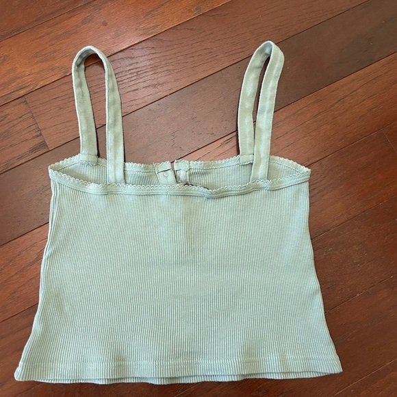 Brandy Melville Ribbed Tank One Size Green 100% cotton made in Italy - Picture 5 of 8